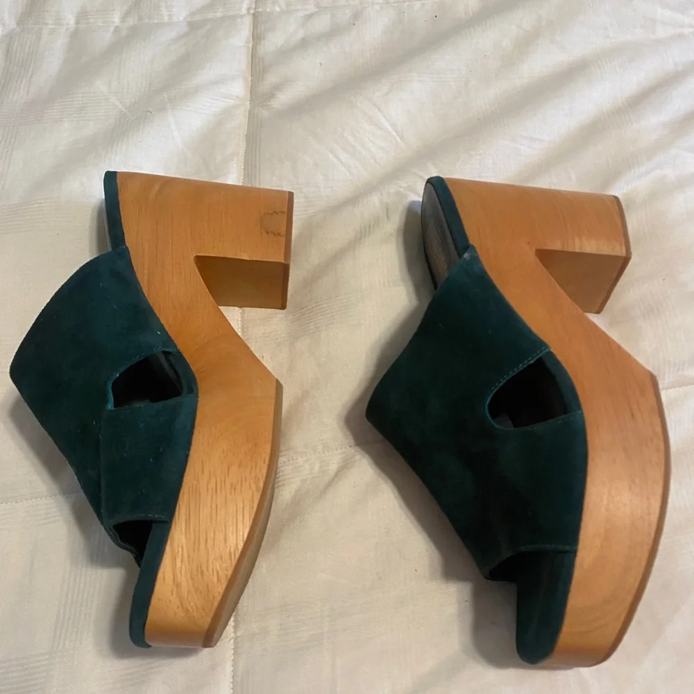 Charlotte Stone Green Suede Platform Shoes - Picture 2 of 14